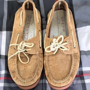 Brown Felt Sperry Boat Shoes